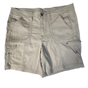 Khakis & Co Women's Tan Khaki Chino Shorts 8 Flat Front 7in Cargo Style Midrise‎